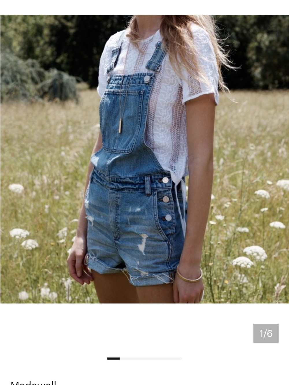 Madewell Blue Distressed Denim Short Overalls